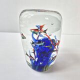 VINTAGE 1980 SULFUR PAPERWEIGHT AQUARIUM IN MURANO GLASS SIGNED RENE 8