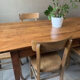 Large vintage farmhouse table from the 50s in solid wood (oak)