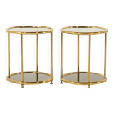 Hollywood Regency style mid century brass side tables, set of 2 , Italy