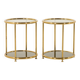 Hollywood Regency style mid century brass side tables, set of 2 , Italy