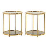 Hollywood Regency style mid century brass side tables, set of 2 , Italy