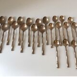 Vintage 1960s Bamboo Brass Cutlery Set