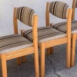 Suite of 4 chairs self beech brass and wool 1960