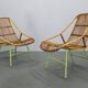 Rare pair of Alan Fuchs for ULUV rattan lounge chairs, Czechoslovakia, 1960s