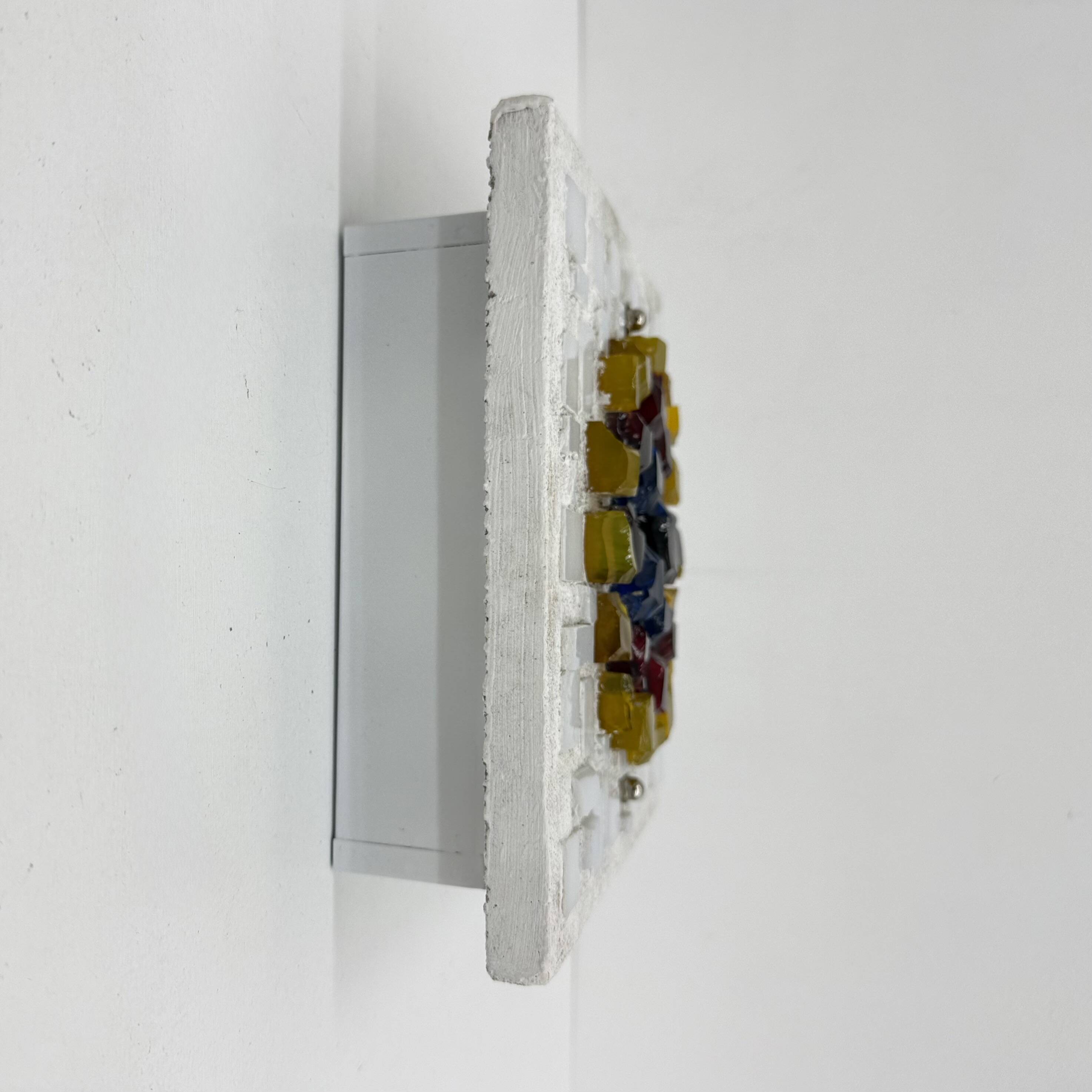 Brutalist wall lamp Glass with resin , 1970s , Germany