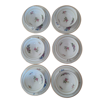 6 cups tea porcelain limoges L.Pollet lyon 40s