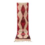 Red and beige Berber hallway rug 75 x 280 cm