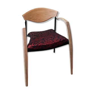 Fauteuil Design bois métal Rouge