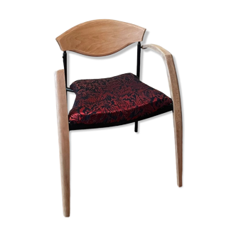 Red wood metal design armchair