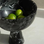 The XL Pedestal Bowl in black and green marble