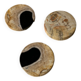Set of 3 fossilized wooden coasters (clear)