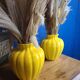 Paire de vase en émail jaune citron