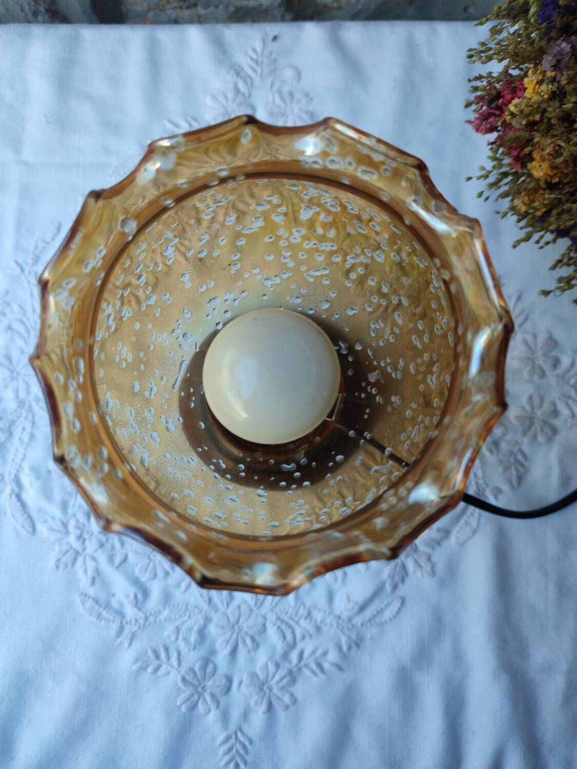 Vintage tempered glass table lamp