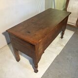 Large antique oak chest with turned legs
