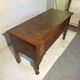 Large antique oak chest with turned legs