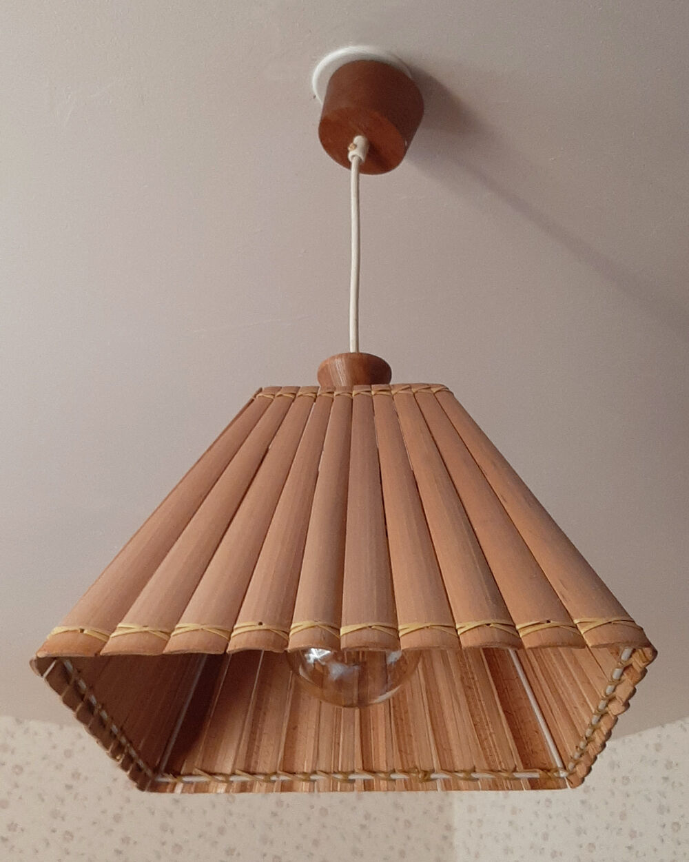 Square bamboo pendant lamp, vintage