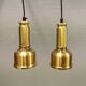 Two beautiful perforated brass hanging lamps, Danish and from the 1980s.