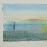 Watercolor Dunes and Sea by Lieven Florizoone Signed and Dated 1982