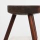 Tabouret trépied en chêne rustique, France, vers 1900