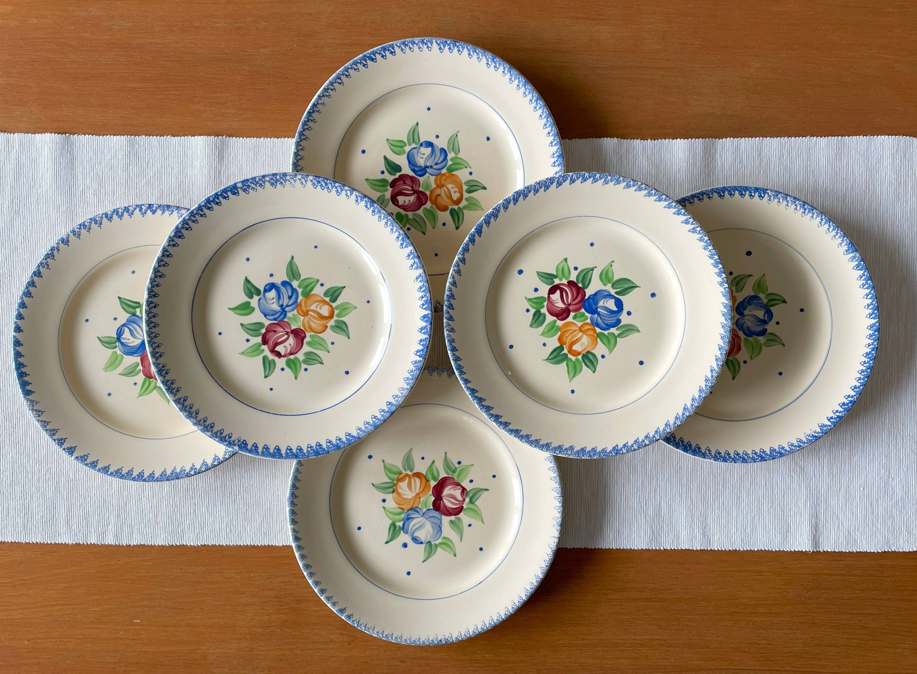 6 old flat plates in Longchamp earthenware