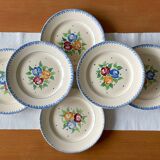 6 old flat plates in Longchamp earthenware