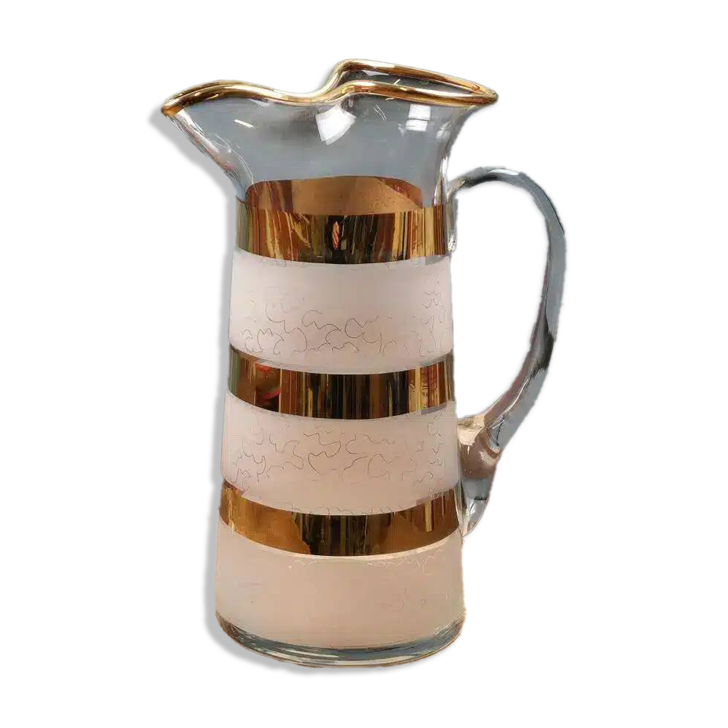 Vintage Art Deco golden glass orangeade jug