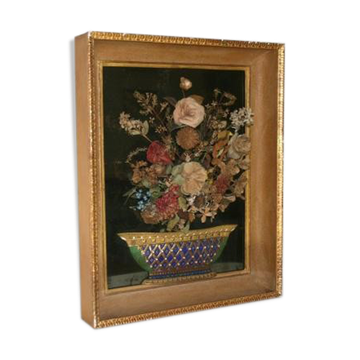 Composition of flowers in fabrics with porcelain base 19th