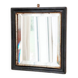 Antique Napoleon III beveled mirror, black and gold