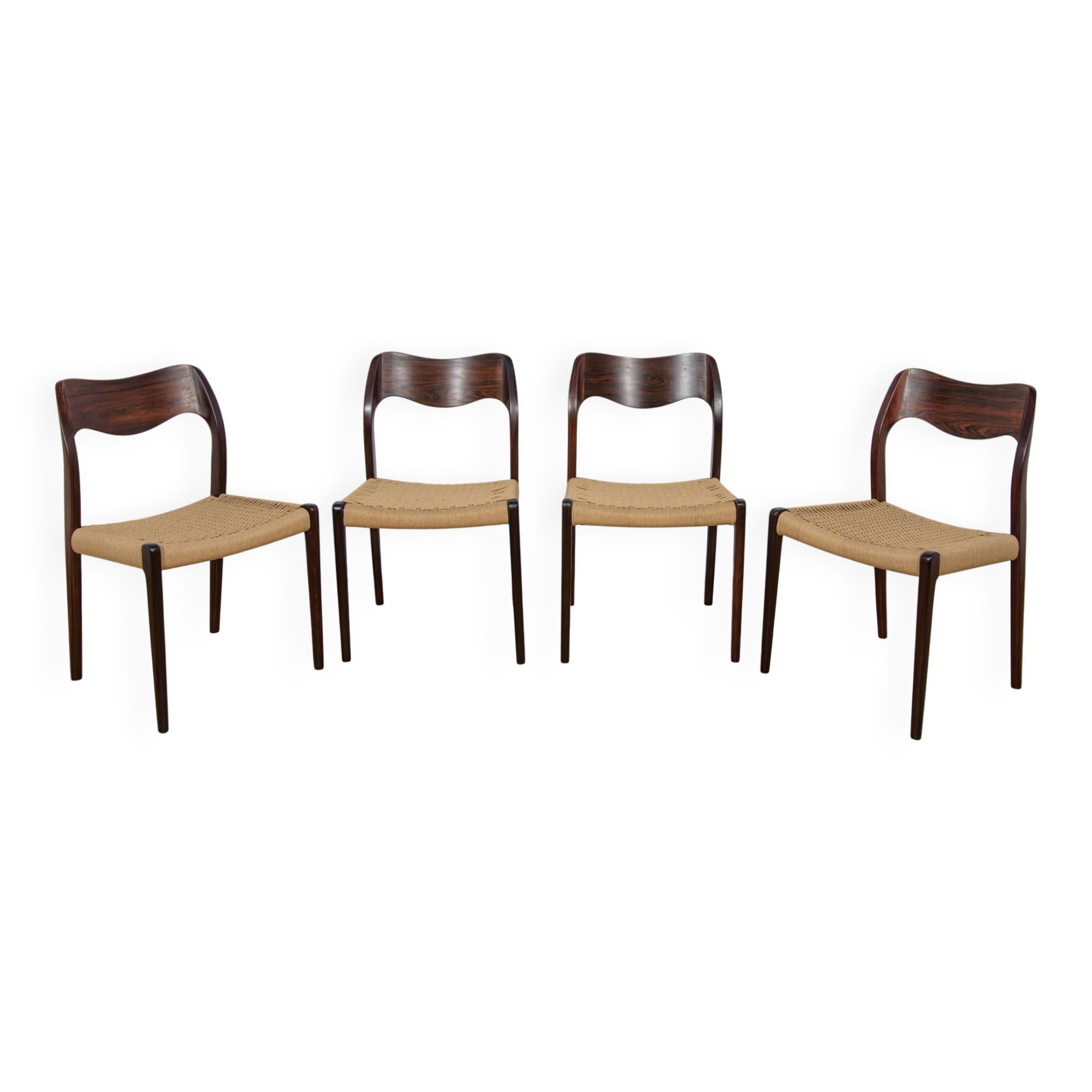 Chaises de salle à manger en palissandre modèle 71 de Niels Moller de J.L. Møllers, années 1960, ensemble de 4.