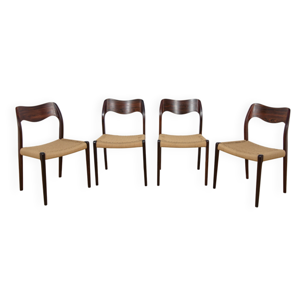Chaises de salle à manger en palissandre modèle 71 de Niels Moller de J.L. Møllers, années 1960, ensemble de 4.