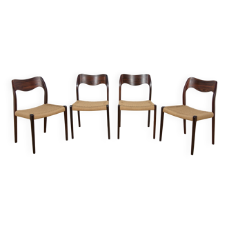 Mid-century model 71 rosewood dining chairs by Niels Moller from J.L. Møllers, 1960s, set of 4