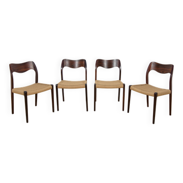 Mid-century model 71 rosewood dining chairs by Niels Moller from J.L. Møllers, 1960s, set of 4