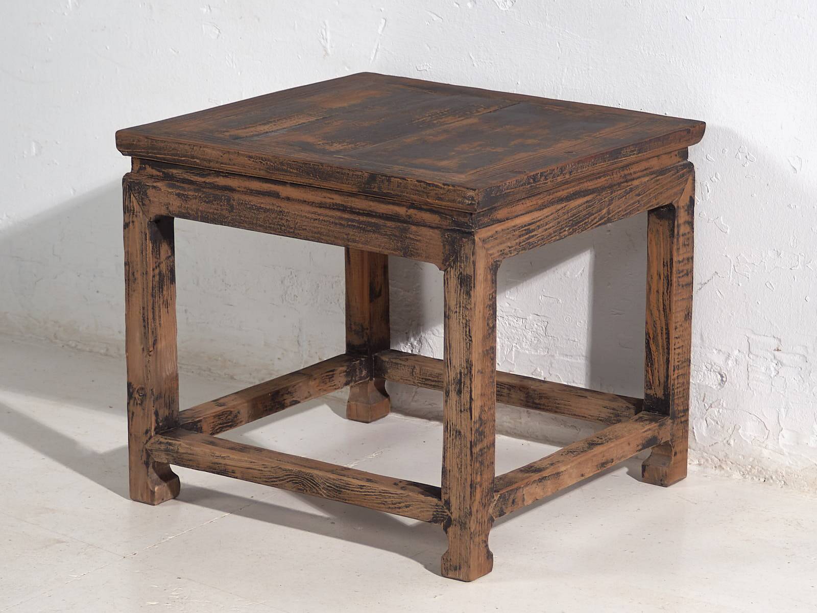 Square side table in old solid wood