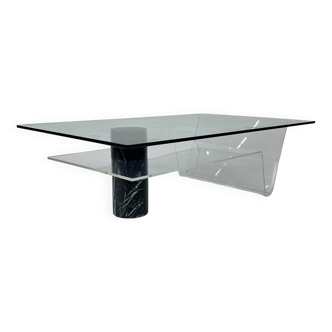 Postmodern Italian Marble and Glass Coffee Table, 1990s