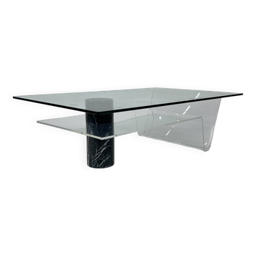Postmodern Italian Marble and Glass Coffee Table, 1990s