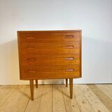 Vintage teak chest of drawers with four drawers – mid-century Scandinavian design