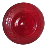 round centerpiece in engraved red glass