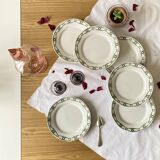 6 Creil and Montereau Labrador terracotta dessert plates, Annecy pattern