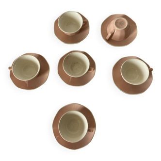 5 Villery & Boch pink coffee cups & saucers