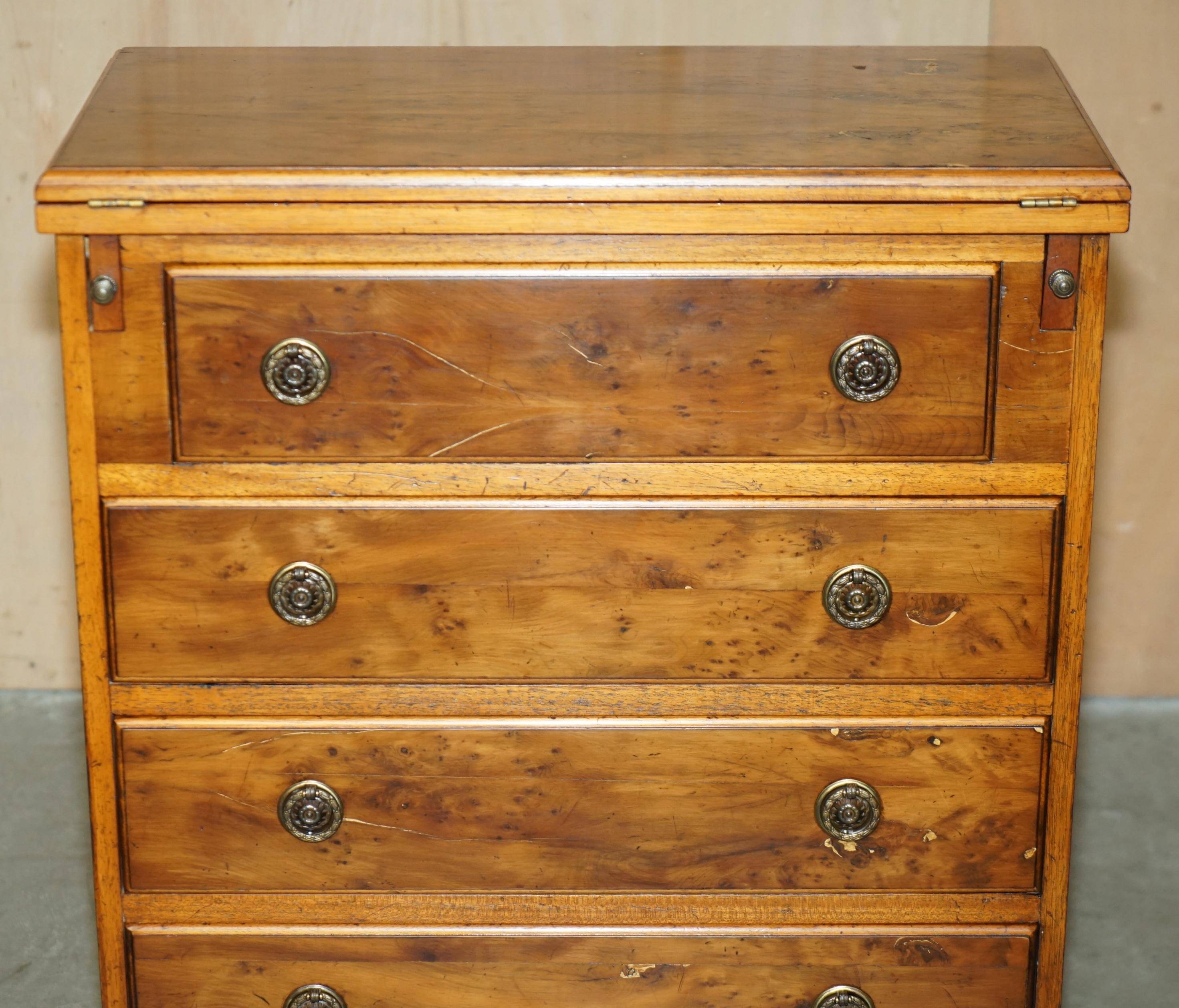 Vintage walnut commode with sliding top in Butler style.