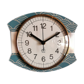 Horloge vintage pendule murale silencieuse rectangulaire Japy bleu argent