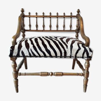 Henry II-style zebra bench and gilded wood