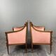 Paire de fauteuils bergères de style Louis XVI en bois sculpté, velours, XX