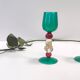 Postmodern Pair of Teal, Red and Gold Liqueur Glasses by Salviati, Murano, Italy
