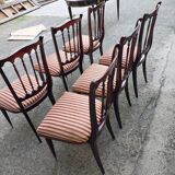 Lot oval table and 6 vintage chairs used
