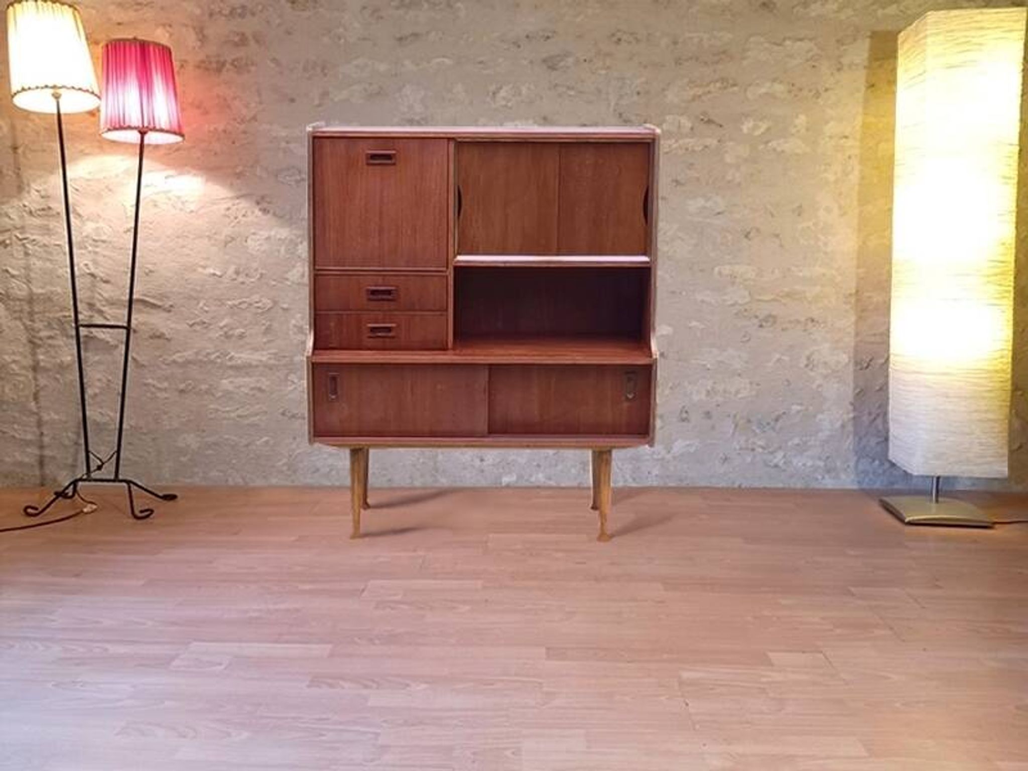 Buffet bar scandinave vintage années 60 teck