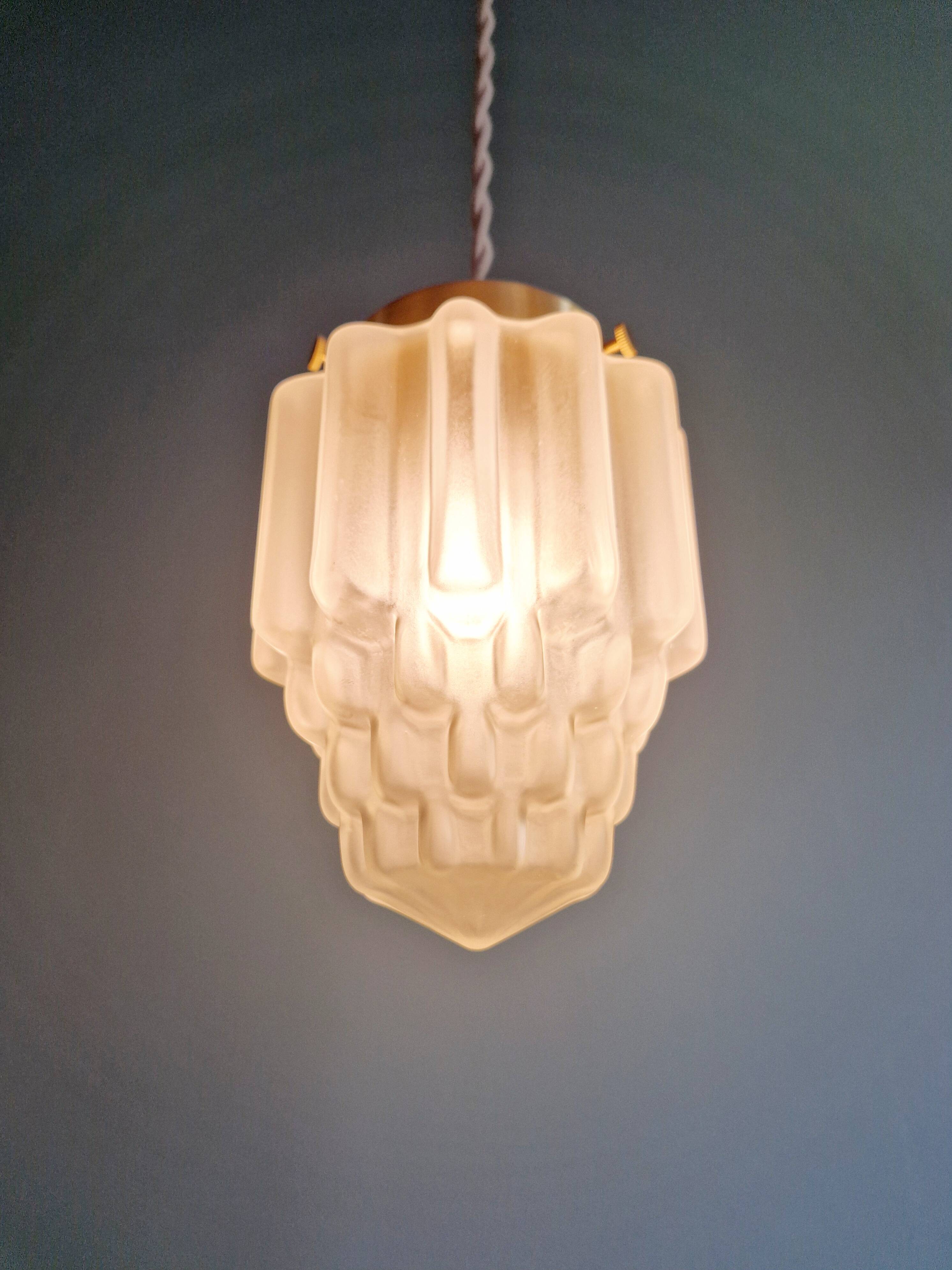 Art Deco satin glass pendant light, Skyscraper type (6 available)
