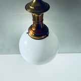 Opaline and brass globe luster
