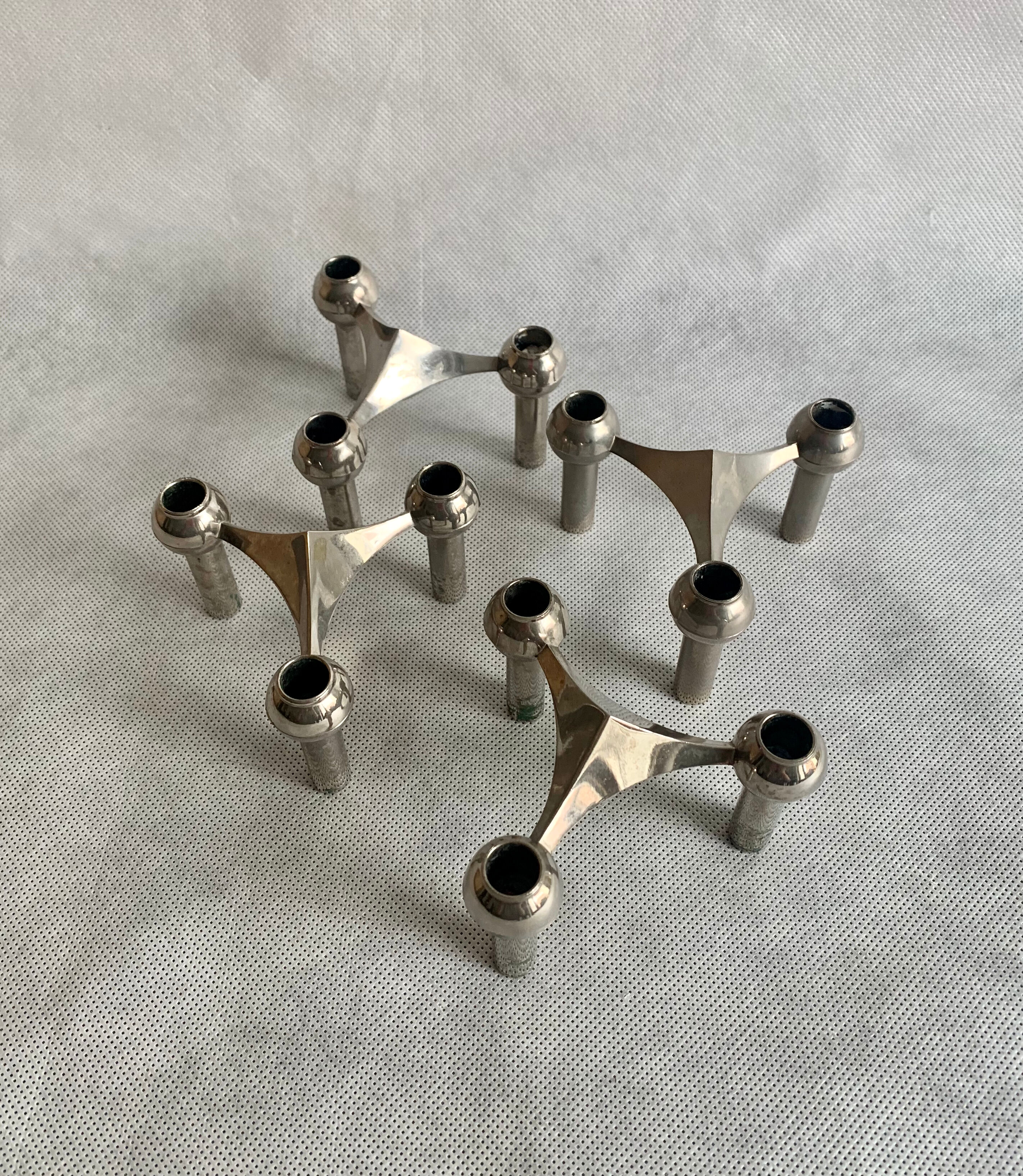 Set of 4 candleholders by Fritz Nagel for BMF, 1960s