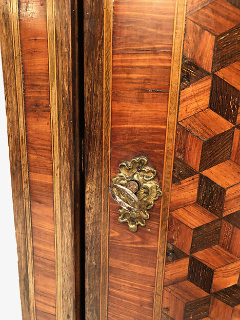 Fully inlaid neck cabinet, eighteenth-century marble top